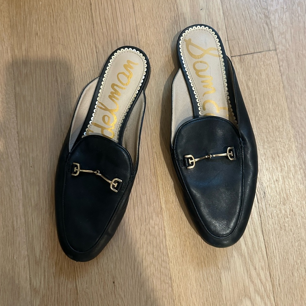 Sam Edelman black leather mules
